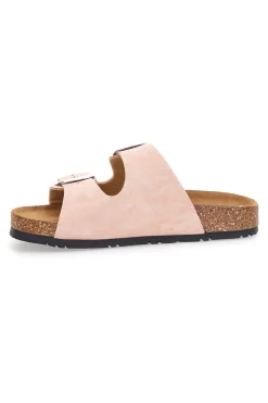 Ciabatte rosa doppia fibbia sottopiede in pelle suola antiscivolo Pittarello Green walk 335CF20630SR