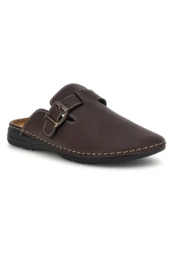 Ciabatte Sabot marroni sottopiede in pelle con fibbia Jerpoint 620PS