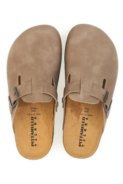 Ciabatte taupe con fibbia in vera pelle Pittarello Tierra 335A013PR