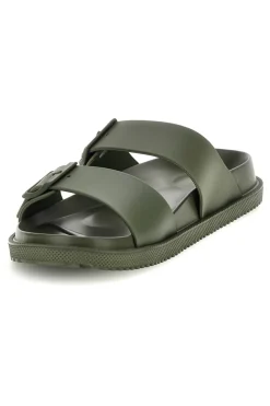 Ciabatte verde militare con doppia fibbia 2t2l 72593