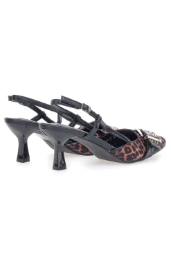 Décolleté Animalier e Nero slingback tacco medio Mon dieu APY22