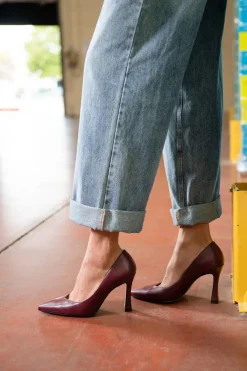 Décolleté bordeaux in vera pelle con tacco rocchetto Francesca Gritti 157