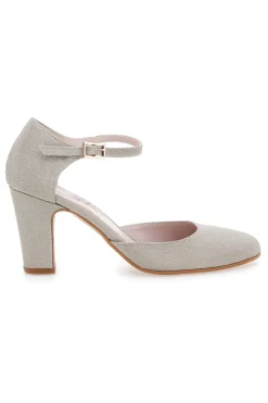 Décolleté glitter platino con cinturino Pittarello Romantic 5561
