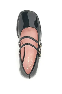 Décolleté Mary Jane Effetto Vernice Nera con cinturini e tacco basso PITTARELLO GLAM 3729