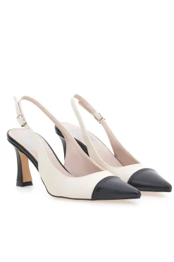 Décolleté Slingback Beige e Nere A Punta Made in Italy PITTARELLO LOVE 256