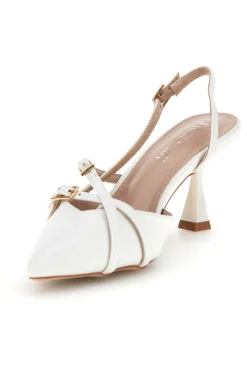 Décolleté slingback bianche con cinturini First lady P655