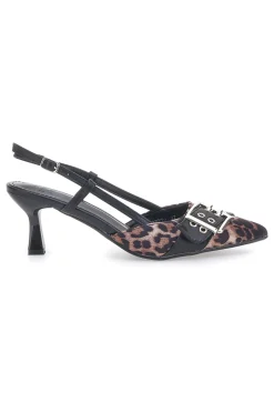 Décolleté Slingback Nere Leopardate a Punta LE HAVRE PARIS APY22