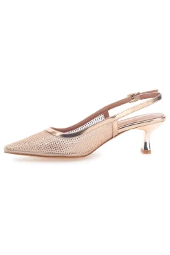 Décolleté slingback oro rosa con strass e tacco basso Mon Dieu 632