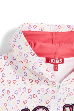 Felpa bianca con cappuccio e stampa cuori Pitt kids PT-G-F-9044