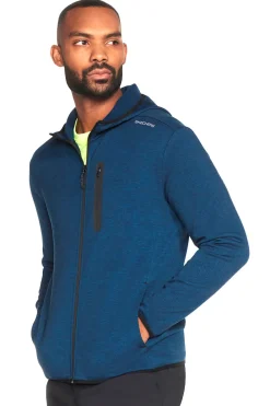 Felpa blu senza cappuccio e cerniera centrale SKECHERS Skech Cloud Thermal Full Zip Hoodie