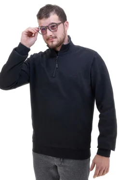 Felpa nera con zip corta interno caldo Sevenoaks NBY319