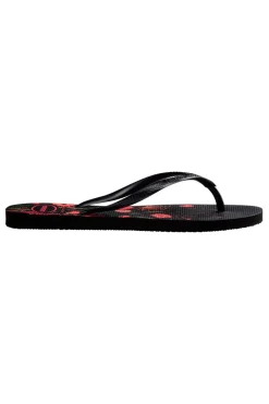 Havaianas Slim Organic Schwarze Flip-Flops mit Blumen