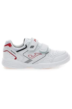 Joma W.School JR 2506 weiße Sneakers mit roten Details und Doppelriemen