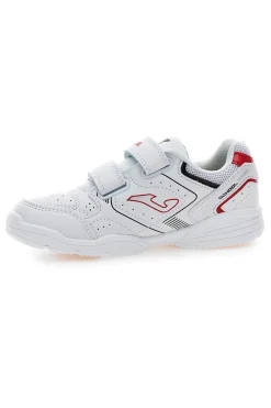 Joma W.School JR 2506 weiße Sneakers mit roten Details und Doppelriemen