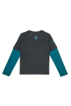 Maglia nera e verde con stampa scientifica in cotone Pitt Kids PT-KT-8026