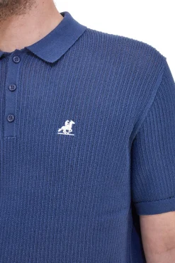 Maglia polo blu in cotone lavorato U.S. Golf Club US51228M