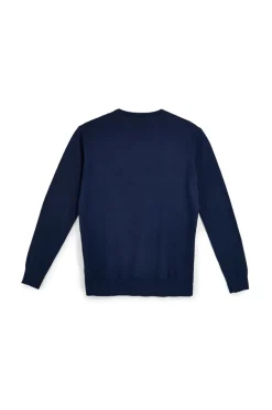 Maglione in cotone blu girocollo Sevenoaks Nby01