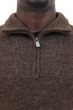 Maglione marrone con zip in misto lana No Limits MAJU020W25