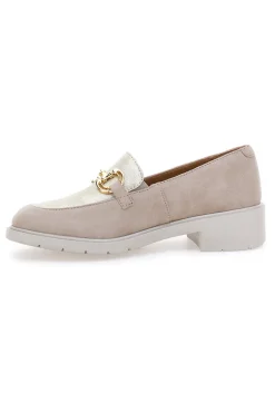 Mocassini beige e oro in vera pelle con catena Prima riga 24584IGNIS