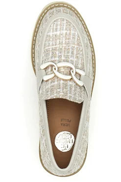 Mocassini beige in tessuto intrecciato con morsetto Le havre paris BL60303C