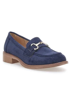 Mocassini blu con morsetto e sottopiede in pelle Le havre paris RQ2652