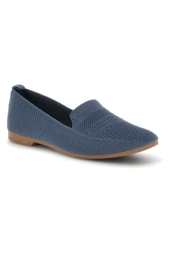 Mocassini blu in tessuto traforato First lady P674