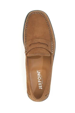 Mocassini Cuoio con Tomaia in Pelle Nabuk Made in Italy JERPOINT 195