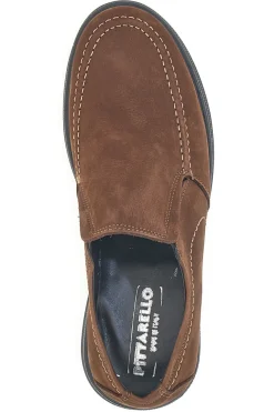 Mocassini marroni in pelle con inserti elastici Pittarello 3
