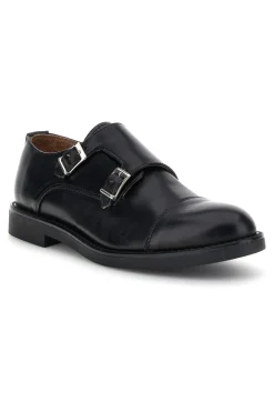 Mocassini neri in pelle con fibbie Pittarello 8030