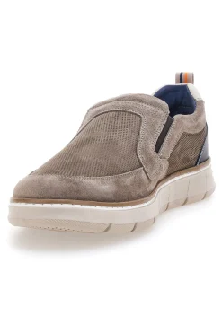 Mocassini Slip on taupe con inserti in tessuto Pittarello Eco 26111012