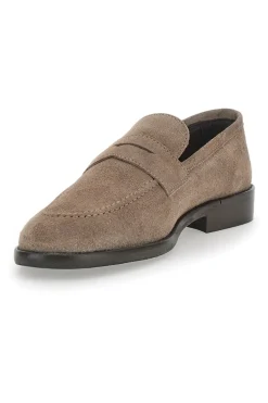 Mocassini Taupe In Vera Pelle Scamosciata Pittarello Plus 66