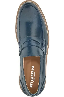 Mocassino Blu Made In Italy In Vera Pelle Pittarello 8027