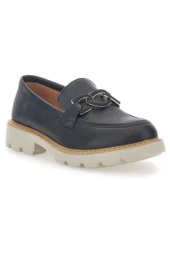 Mocassino Nero con Catenella e Suola Carrarmato Le Havre Paris 602915