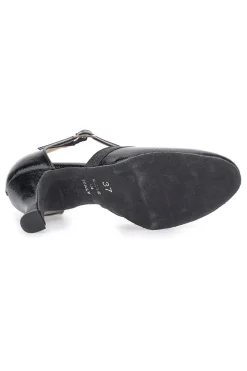 Mon dieu 111 schwarze Tanzschuhe mit Riemchen und Ledersohle
