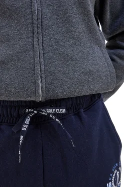 Pantaloni tuta blu in cotone e poliestere con stampa frontale U.S. Golf Club F105
