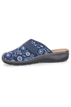 Pantofola blu a fantasia floreale con chiusura a strappo e sottopiede anatomico Inblu 15OD