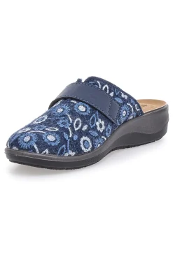 Pantofola blu a fantasia floreale con chiusura a strappo e sottopiede anatomico Inblu 15OD