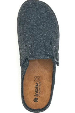 Pantofola grigio scuro in feltro con fibbia regolabile Inblu 24 SI