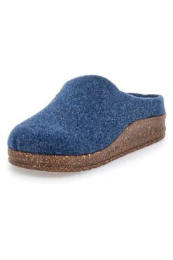 Pantofole Blu in Feltro con Fiore in Metallo e Plantare Estraibile Pittarello Stella Del Nord Bio6