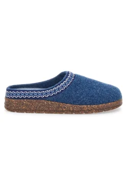 Pantofole Blu in Feltro con Bordo Ricamato e Plantare Estraibile Pittarello Stella Del Nord Bio2