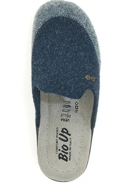 Pantofole blue grigie in vera pelle BIO UP 653
