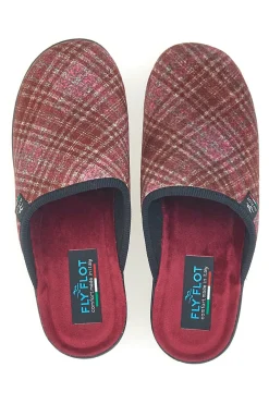Pantofole bordò a quadri con zeppa comfort Fly Flot 90L70T37NP