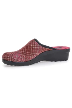 Pantofole bordò a quadri con zeppa comfort Fly Flot 90L70T37NP