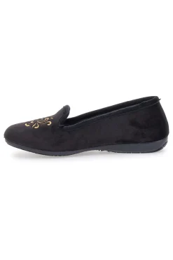 Pantofole Cibatte nere con ricamo dorato Superga S10U272