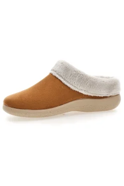 Pantofole color cuoio con bordo in pelo Dorea SE350