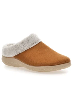 Pantofole color cuoio con bordo in pelo Dorea SE350