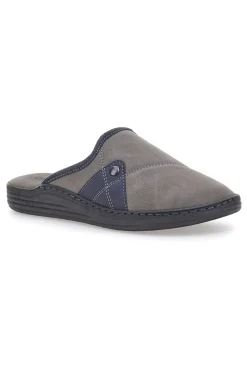Pantofole color fango con dettagli blu e suola comfort Jerpoint NR35AR