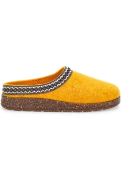 Pantofole Gialle in Feltro con Bordo Ricamato Pittarello Stella Del Nord Bio2