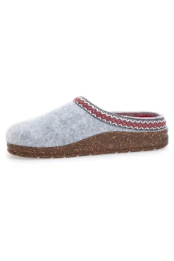 Pantofole Grigie in Feltro con Bordo Ricamato e Plantare Estraibile Pittarello Stella Del Nord Bio2