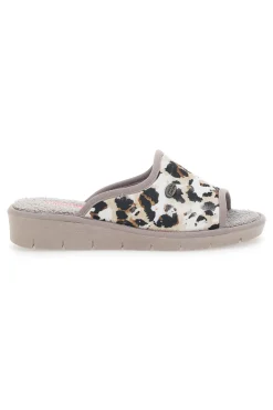 Pantofole Leopardate con Punta Aperta Linea Comoda 7551P